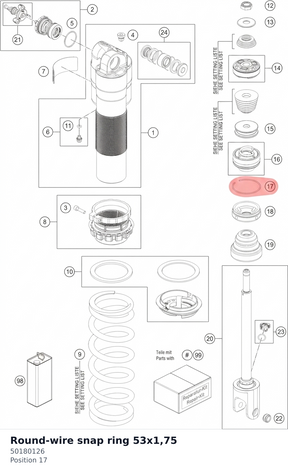 Diagram preview: Round-wire snap ring 53x1,75 (50180126)