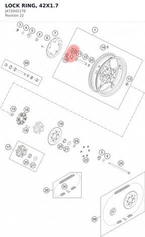 Diagram preview: LOCK RING, 42X1.7 (J472042176)