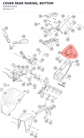 Diagram preview: COVER REAR FAIRING, BOTTOM (94508019010)