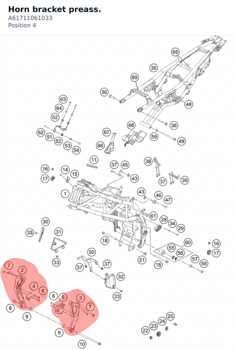 Diagram preview: Horn bracket preass. (A61711061033)