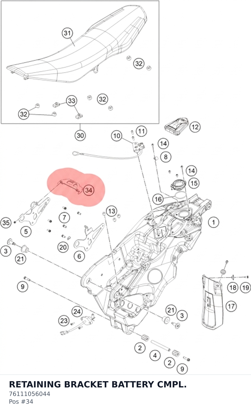 Diagram preview: RETAINING BRACKET BATTERY CMPL. (76111056044)