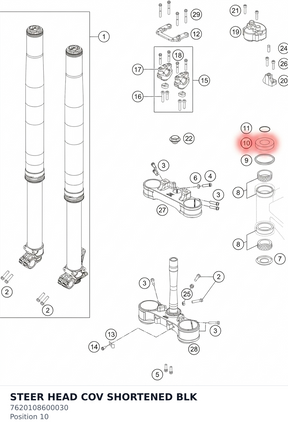 Diagram preview: STEER HEAD COV SHORTENED BLK (7620108600030)