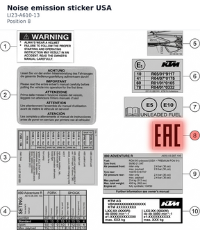 Diagram preview: Noise emission sticker USA (LI23-A610-13)