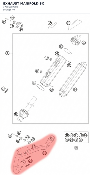 Diagram preview: EXHAUST MANIFOLD SX (77805007000)