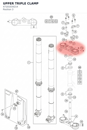 Diagram preview: UPPER TRIPLE CLAMP (47101034214)