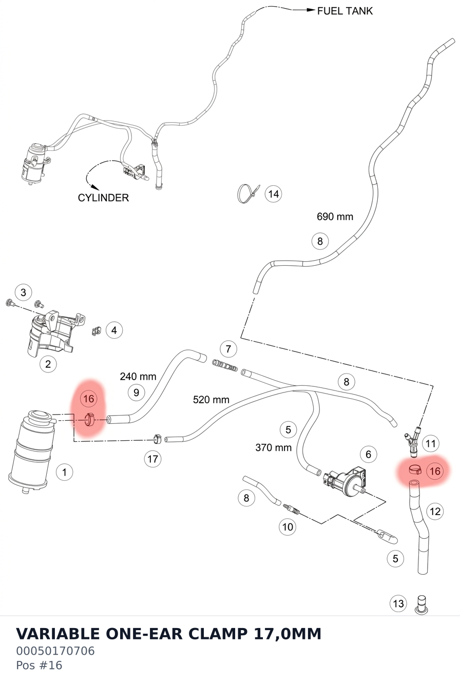 Diagram preview: VARIABLE ONE-EAR CLAMP 17,0MM (00050170706)