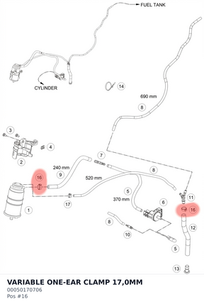 Diagram preview: VARIABLE ONE-EAR CLAMP 17,0MM (00050170706)
