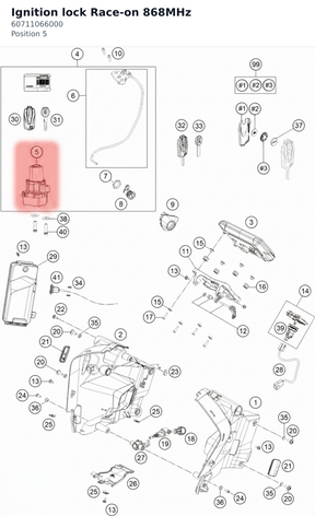 Diagram preview: Ignition lock Race-on 868MHz (60711066000)