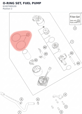 Diagram preview: O-RING SET, FUEL PUMP (61007089100)