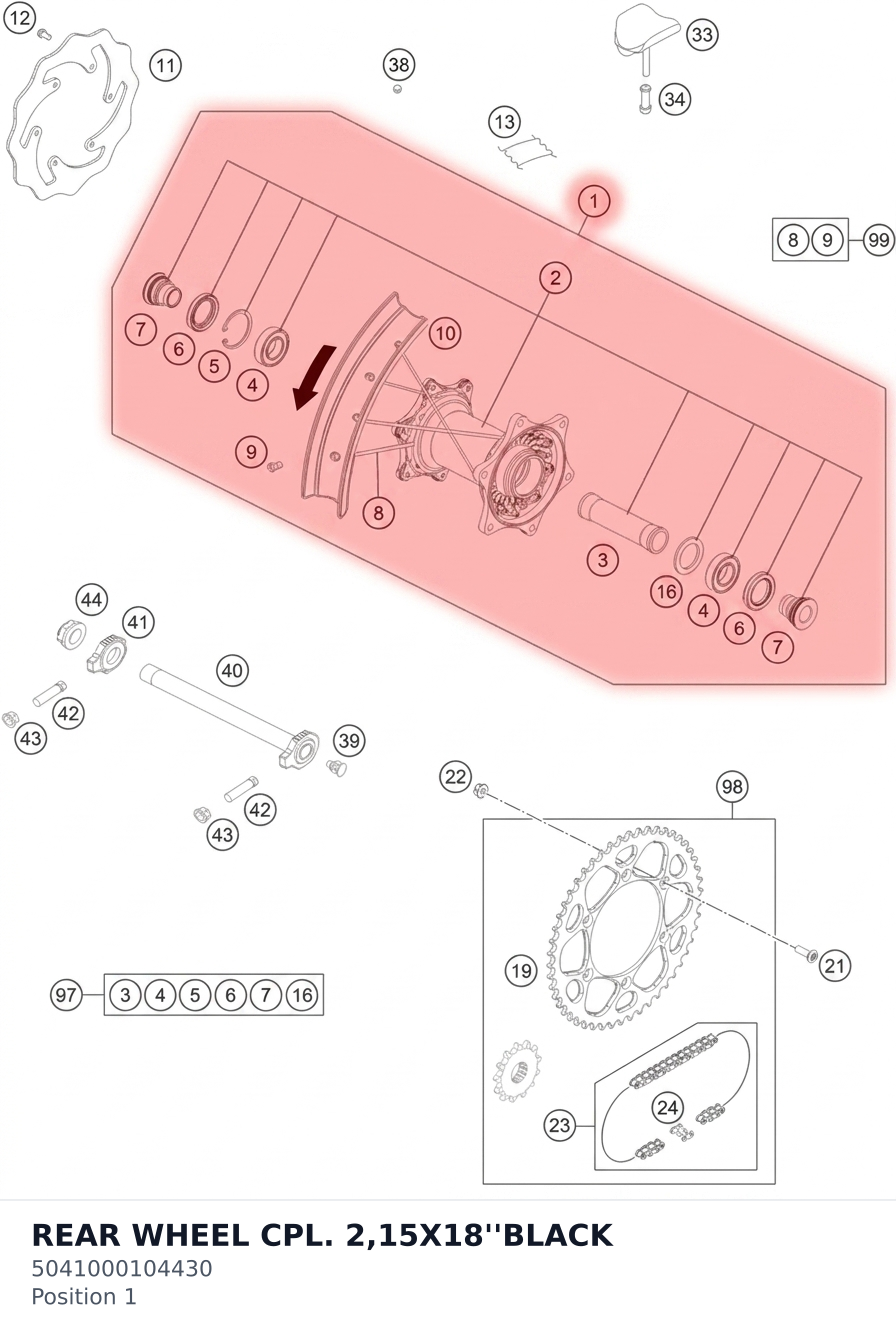 Diagram preview: REAR WHEEL CPL. 2,15X18''BLACK (5041000104430)