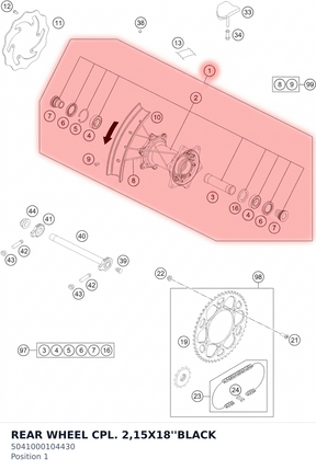 Diagram preview: REAR WHEEL CPL. 2,15X18''BLACK (5041000104430)