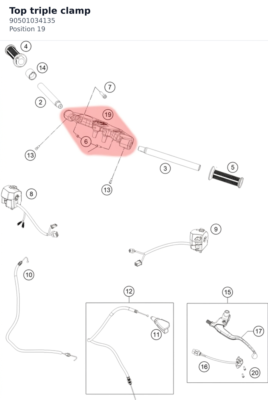 Diagram preview: Top triple clamp (90501034135)