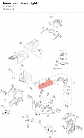 Diagram preview: Inner vent hose right (61907013071)