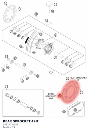 Diagram preview: REAR SPROCKET 42-T (58310051042)