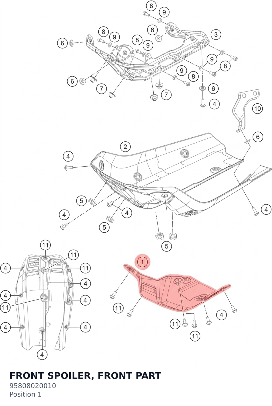 Diagram preview: FRONT SPOILER, FRONT PART (95808020010)