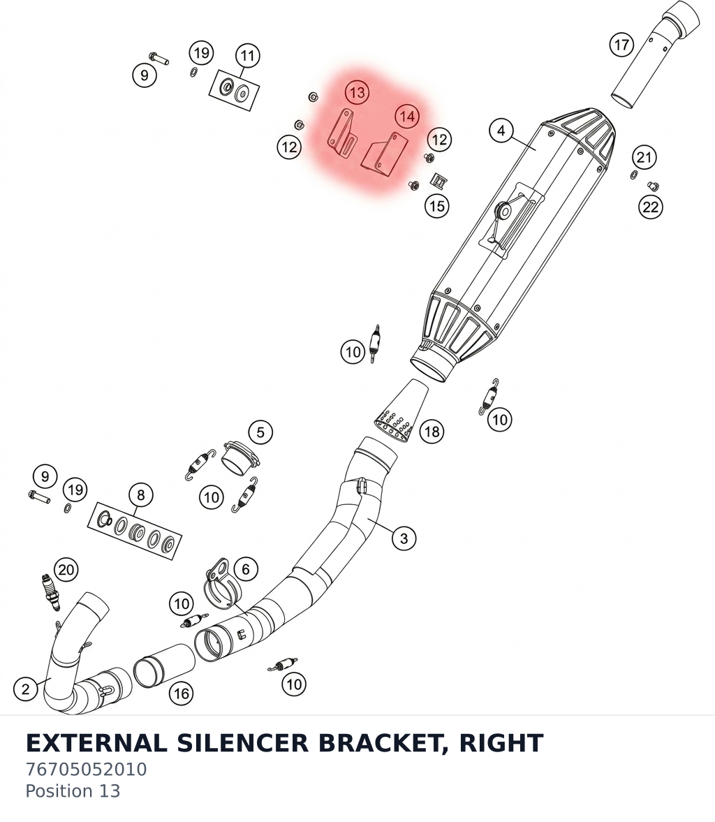Diagram preview: EXTERNAL SILENCER BRACKET, RIGHT (76705052010)