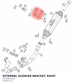 Diagram preview: EXTERNAL SILENCER BRACKET, RIGHT (76705052010)