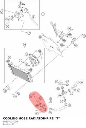 Diagram preview: COOLING HOSE RADIATOR-PIPE ''T'' (90835024030)