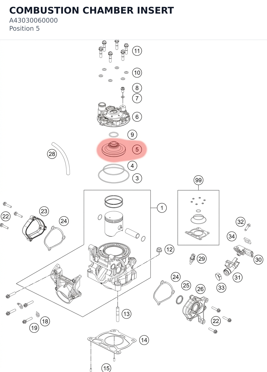 Diagram preview: COMBUSTION CHAMBER INSERT (A43030060000)