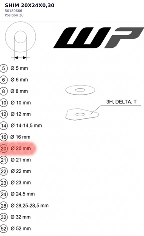 Diagram preview: SHIM 20X24X0,30 (50180666)