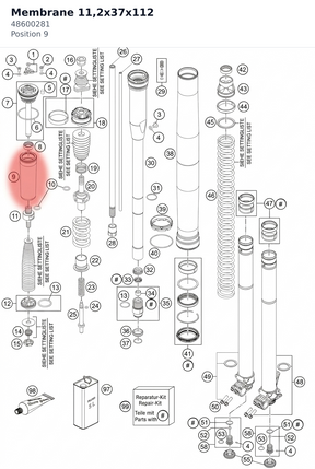 Diagram preview: Membrane 11,2x37x112 (48600281)