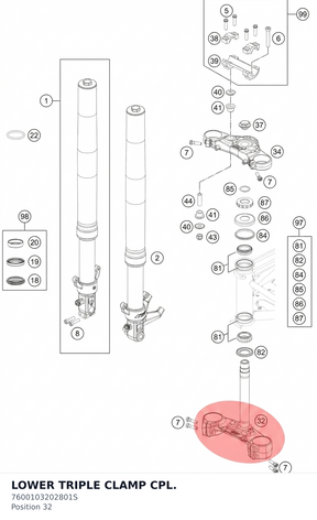 Diagram preview: LOWER TRIPLE CLAMP CPL. (7600103202801S)