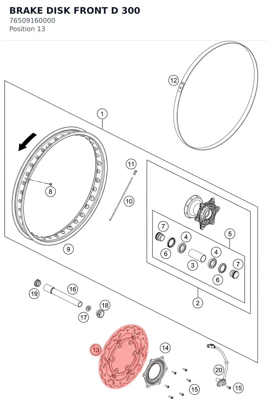 Diagram preview: BRAKE DISK FRONT D 300 (76509160000)