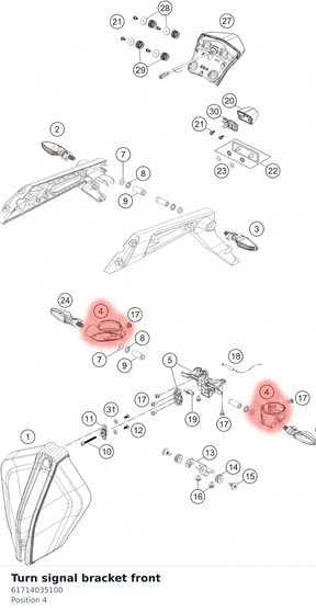 Diagram preview: Turn signal bracket front (61714035100)