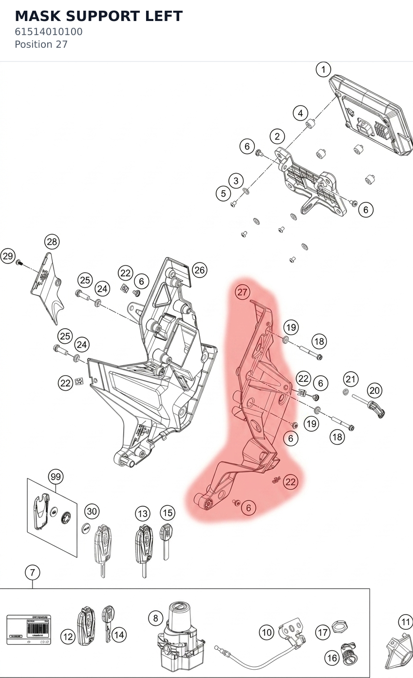 Diagram preview: MASK SUPPORT LEFT (61514010100)