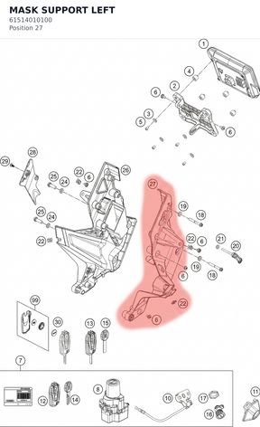 Diagram preview: MASK SUPPORT LEFT (61514010100)