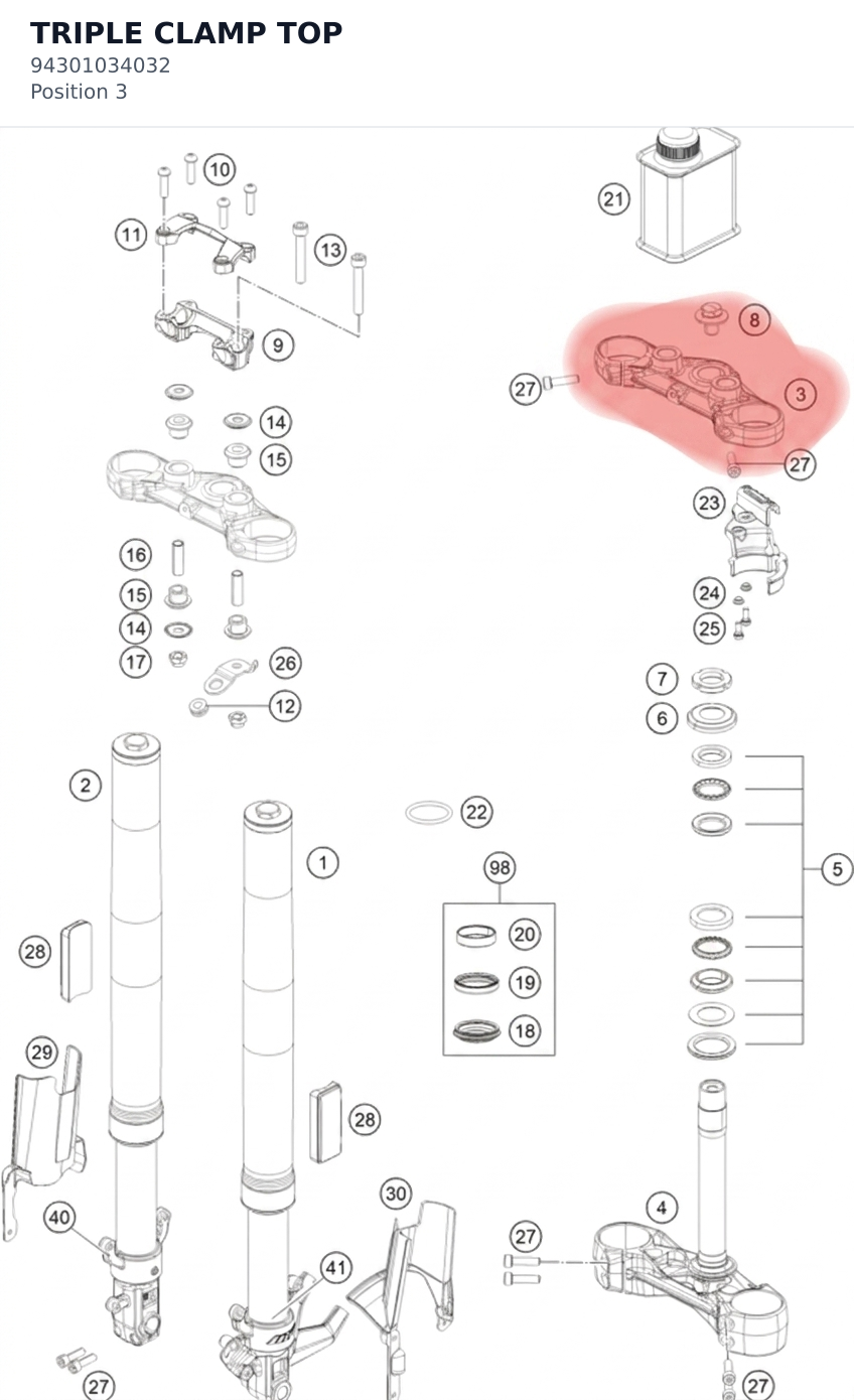 Diagram preview: TRIPLE CLAMP TOP (94301034032)