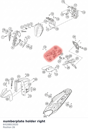 Diagram preview: numberplate holder right (64108015020)