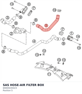 Diagram preview: SAS HOSE-AIR FILTER BOX (69005035023)