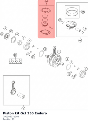 Diagram preview: Piston kit Gr.I 250 Enduro (79030507110 I)