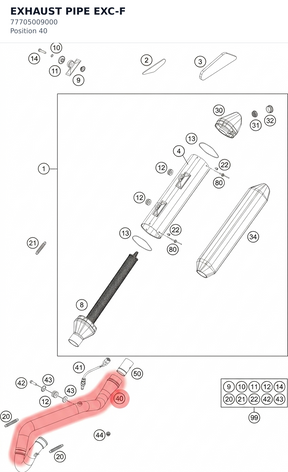 Diagram preview: EXHAUST PIPE EXC-F (77705009000)