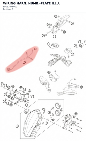 Diagram preview: WIRING HARN. NUMB.-PLATE ILLU. (69011076000)