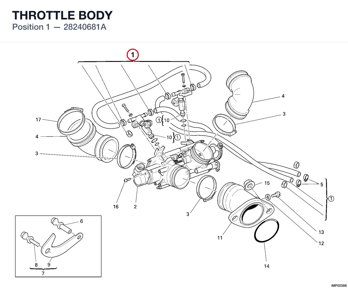 THROTTLE BODY 28240681A diagram position