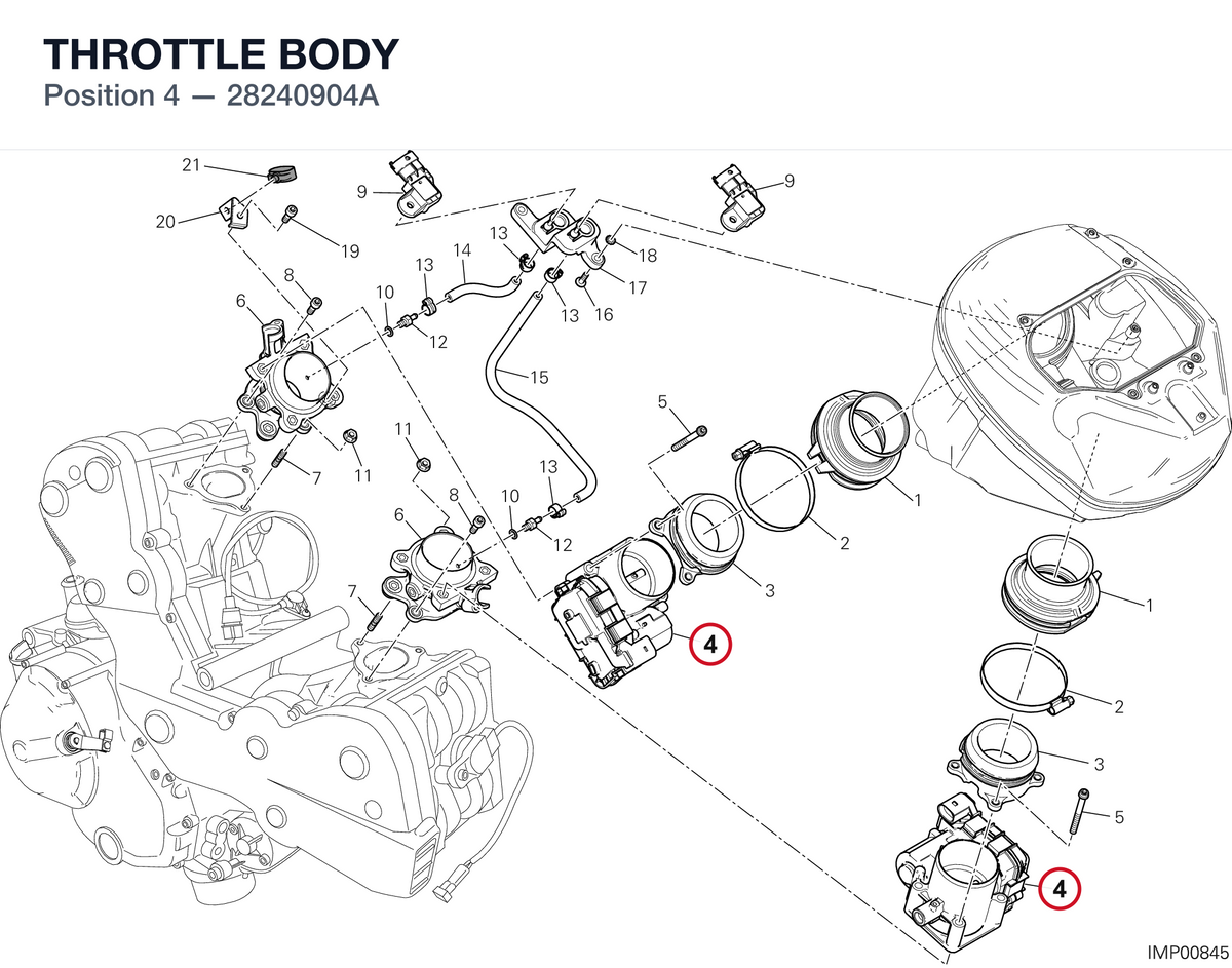 THROTTLE BODY 28240904A diagram position