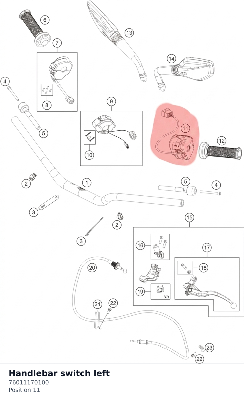 Diagram preview: Handlebar switch left (76011170100)