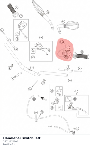 Diagram preview: Handlebar switch left (76011170100)