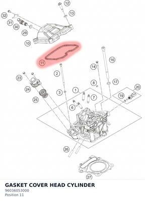 Diagram preview: GASKET COVER HEAD CYLINDER (96036053000)