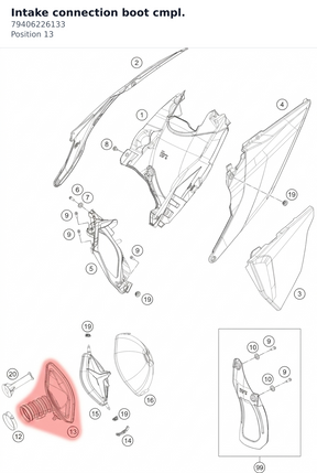 Diagram preview: Intake connection boot cmpl. (79406226133)