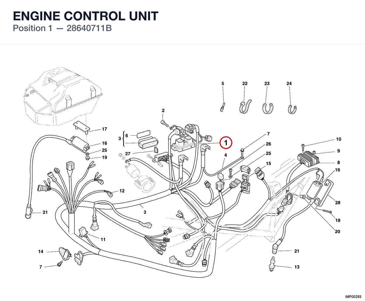 ENGINE CONTROL UNIT 28640711B diagram position