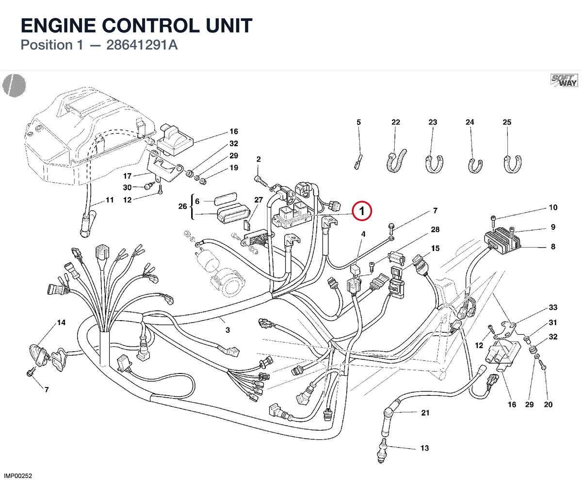 ENGINE CONTROL UNIT 28641291A diagram position