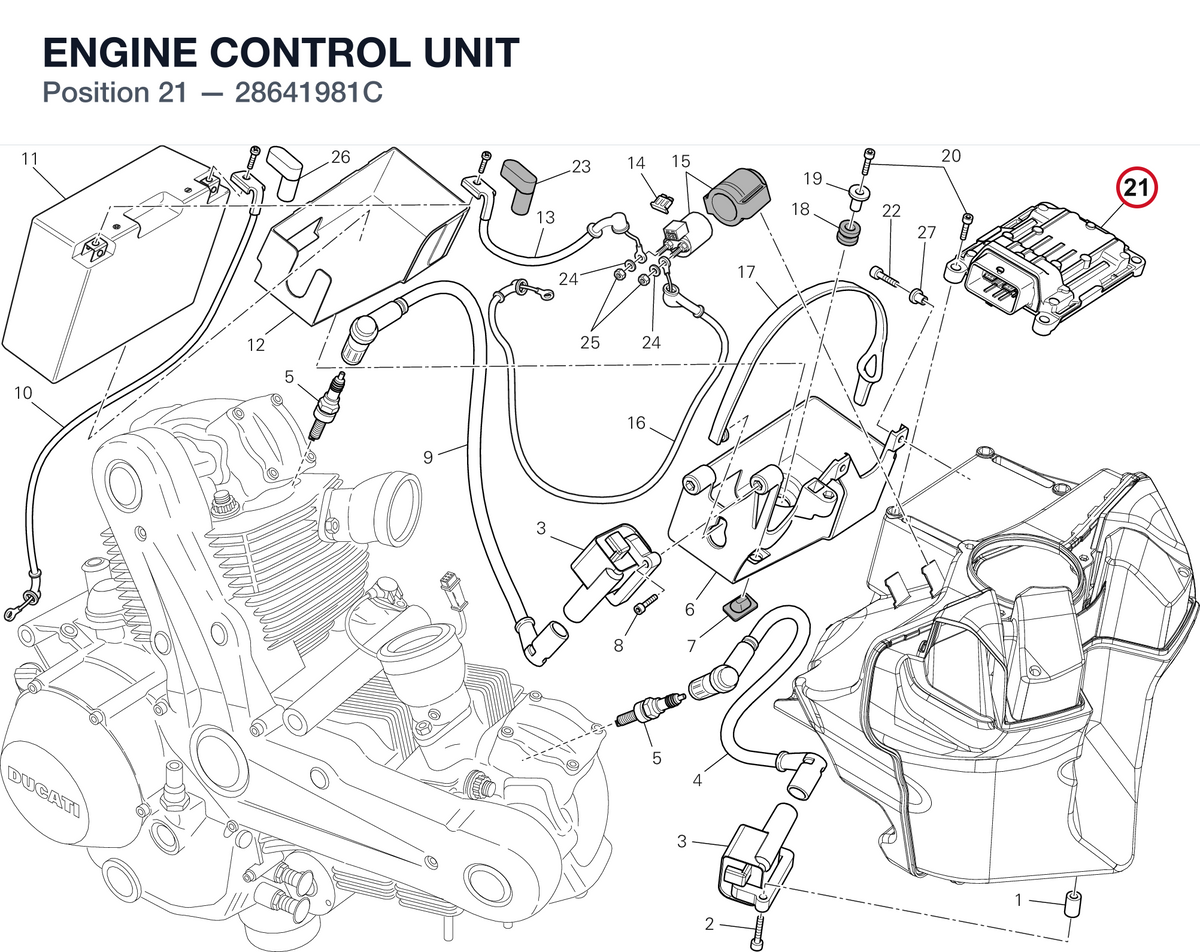 ENGINE CONTROL UNIT 28641981C diagram position