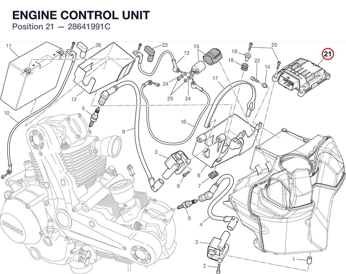 ENGINE CONTROL UNIT 28641991C diagram position
