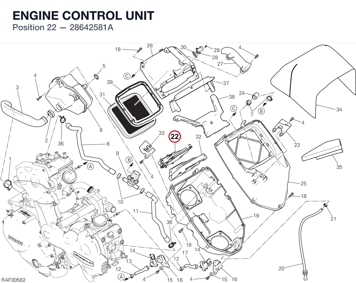 ENGINE CONTROL UNIT 28642581A diagram position