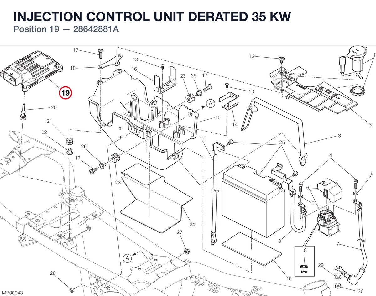 INJECTION CONTROL UNIT DERATED 35 KW 28642881A diagram position