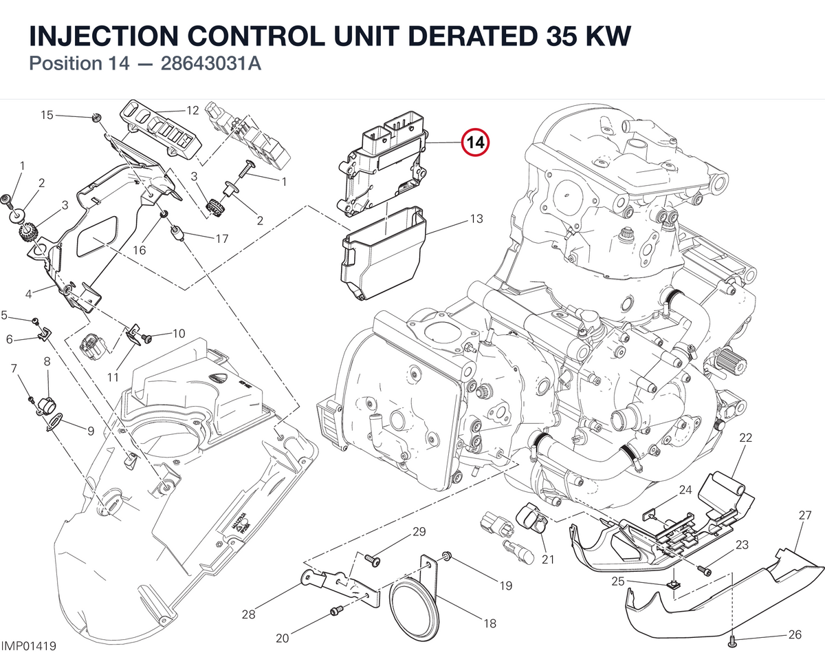 INJECTION CONTROL UNIT DERATED 35 KW 28643031A diagram position