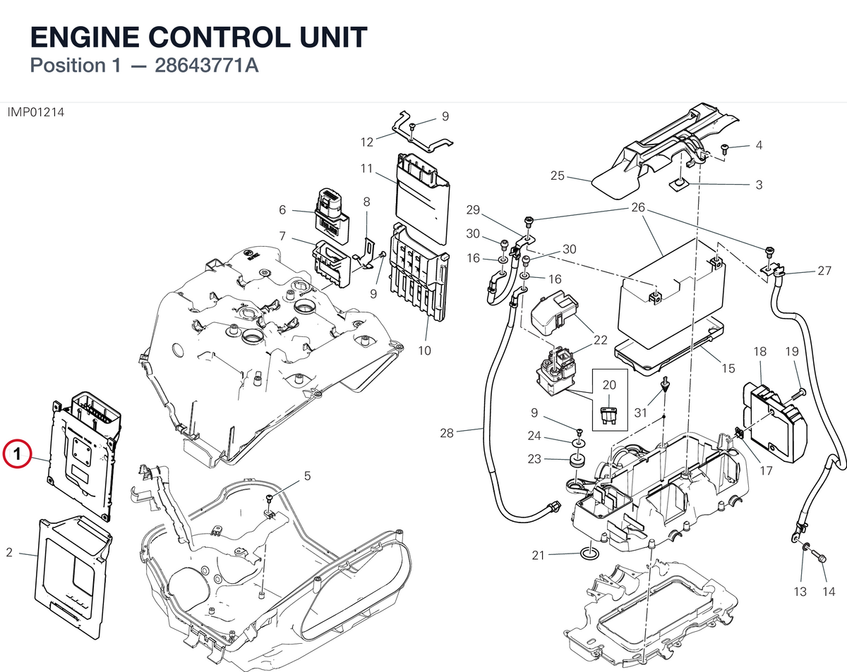 ENGINE CONTROL UNIT 28643771A diagram position